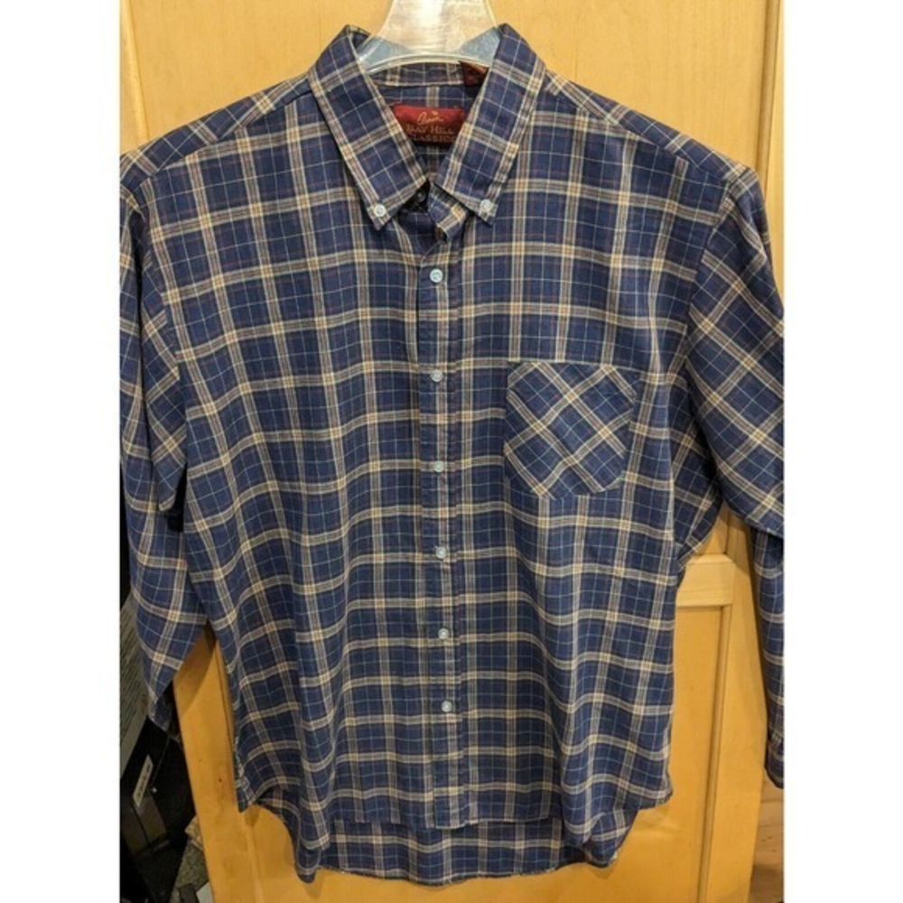 Vintage Bay Hill‎ Classics Button Plaid Short Sleeve Shirt Mens Size Large 65/35